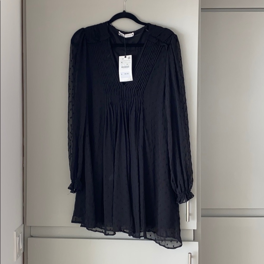 Zara Black Dress with sheer arms.